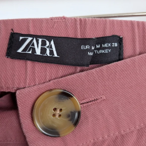 Zara high waisted pleated shorts mauve red medium - Picture 9 of 11